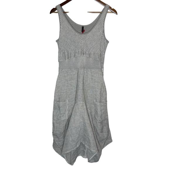 Inizio Italy Magic Linen Sleeveless Midi Dress Gray High Low Pockets size XL - Picture 1 of 7
